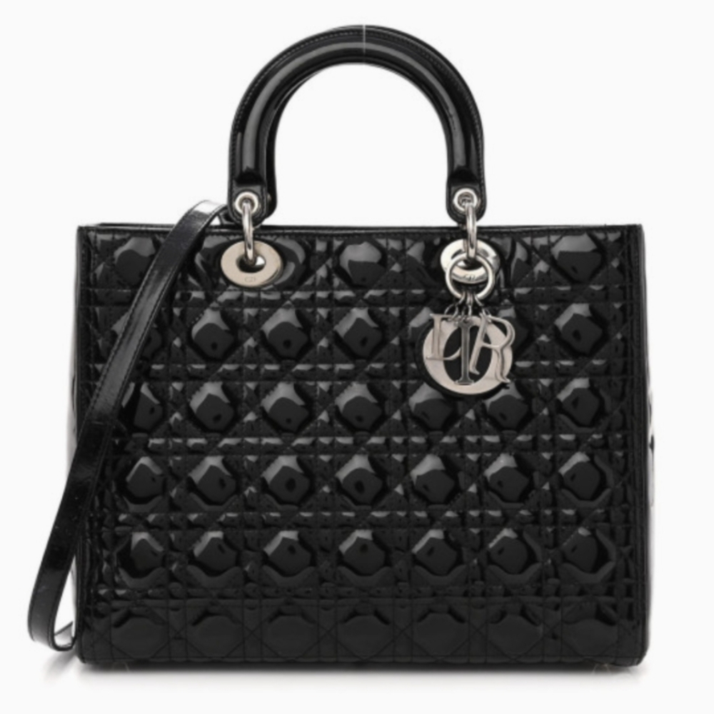 Christian Dior ,Lady Dior Cannage Patent Bag Large‎